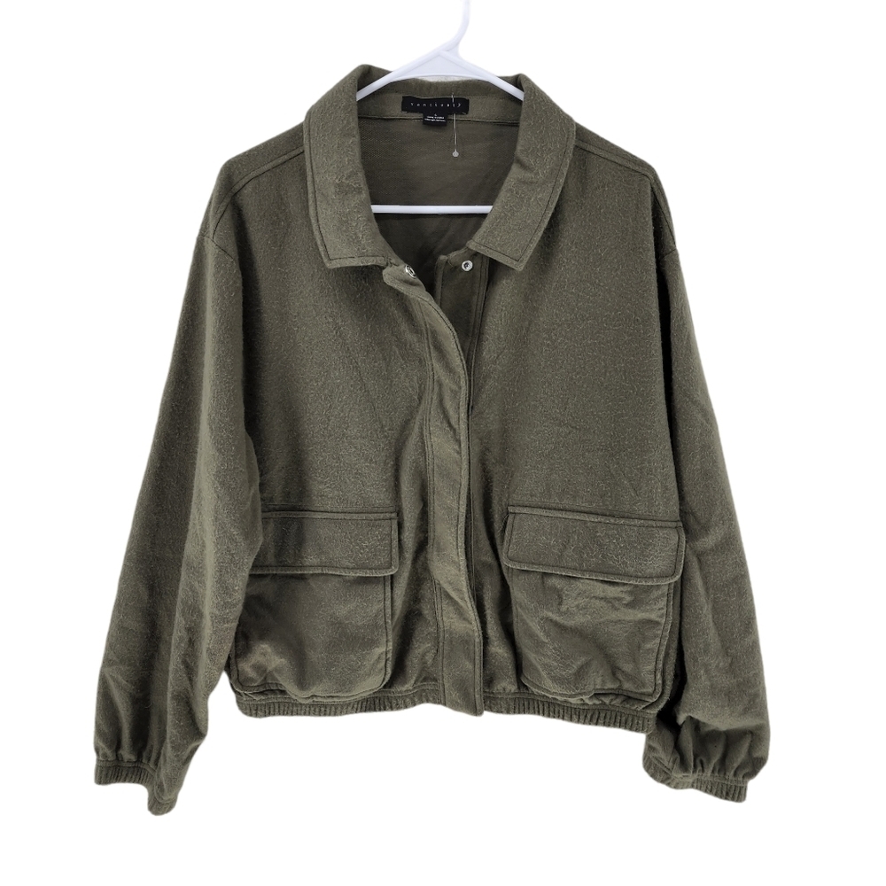 Sanctuary Women's Button Snap Collared Cropped Jacket - L